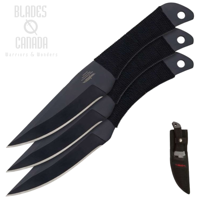 Gil Hibben Triple Throwing Knife Set, Cord Wrap, Nylon Sheath, GH947B